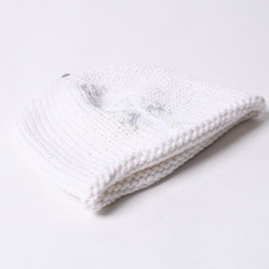 New and unused CHROME HEARTS Cashmere Beads Cross Patch Beanie Knit Cap ONE SIZE 22cm White Used 4a000685
