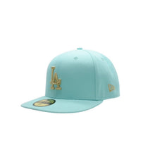 画像をギャラリービューアに読み込む, 新品未使用 NEWERA ニューエラ LOS ANGELES DODGERS 59FIFTY CO 1959 WS IINT GLD ライトブルー 7 3/8サイズ ロサンゼルスドジャース 中古 4a001307