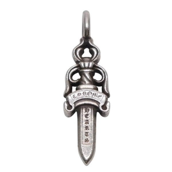 CHROME HEARTS クロムハーツ ダブルダガー ペンダント シルバーネックレストップ シルバー925 21.5g 美品 中古 4a001487