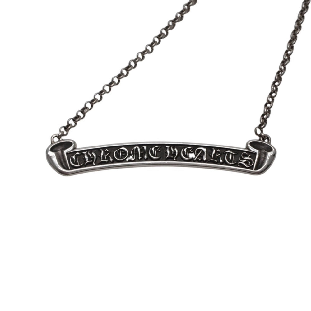 CHROME HEARTS クロムハーツ SCROLL LABEL NECKCHAIN 18Inch スクロールラベル ネックレス 18インチ 重量約8.74g 美品 中古 4a001480