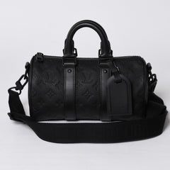 極美品 LOUIS VUITTON ルイヴィトン キーポル バンドリエール25 ショルダーバッグ ハンド ブラック モノグラム アンプラント M20900 中古 4a001526