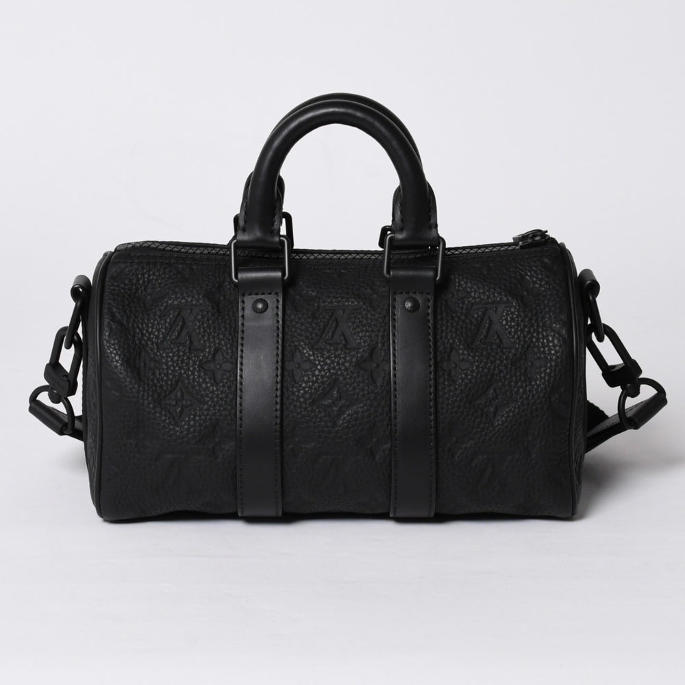 極美品 LOUIS VUITTON ルイヴィトン キーポル バンドリエール25 ショルダーバッグ ハンド ブラック モノグラム アンプラント M20900 中古 4a001526