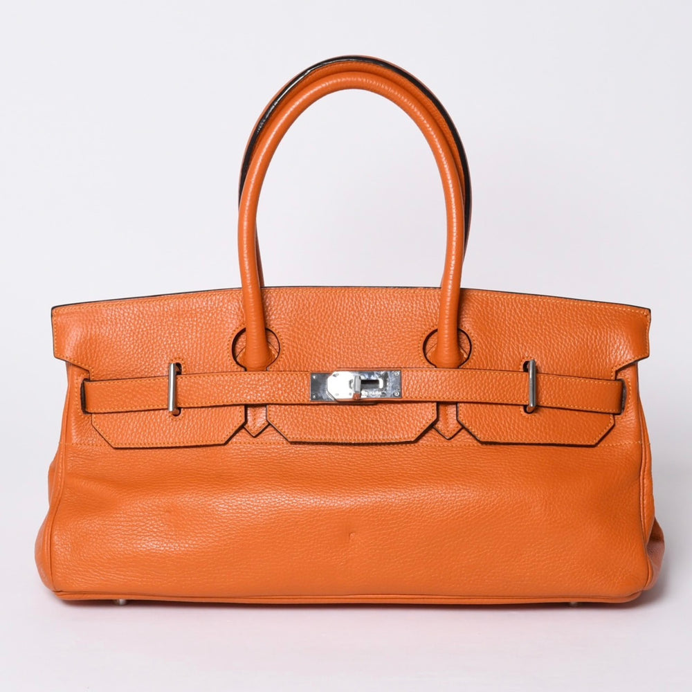 HERMES エルメス ショルダーバーキン トリヨンクレマンス ◻︎K刻 ゴルチェ期 オレンジ シルバー金具 美品 中古 4a001331