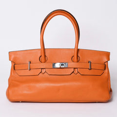 HERMES エルメス ショルダーバーキン トリヨンクレマンス ◻︎K刻 ゴルチェ期 オレンジ シルバー金具 美品 中古 4a001331