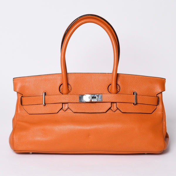 HERMES エルメス ショルダーバーキン トリヨンクレマンス ◻︎K刻 ゴルチェ期 オレンジ シルバー金具 美品 中古 4a001331