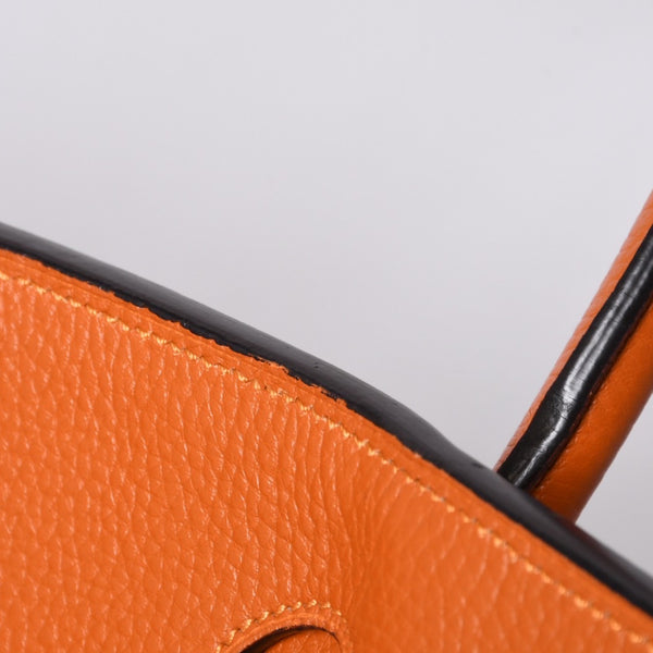 HERMES エルメス ショルダーバーキン トリヨンクレマンス ◻︎K刻 ゴルチェ期 オレンジ シルバー金具 美品 中古 4a001331
