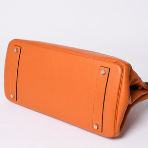 HERMES エルメス ショルダーバーキン トリヨンクレマンス ◻︎K刻 ゴルチェ期 オレンジ シルバー金具 美品 中古 4a001331