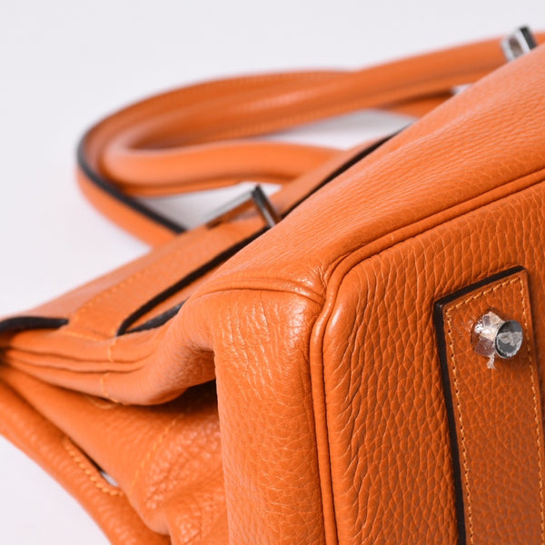 HERMES エルメス ショルダーバーキン トリヨンクレマンス ◻︎K刻 ゴルチェ期 オレンジ シルバー金具 美品 中古 4a001331