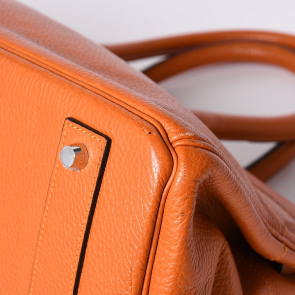 HERMES エルメス ショルダーバーキン トリヨンクレマンス ◻︎K刻 ゴルチェ期 オレンジ シルバー金具 美品 中古 4a001331