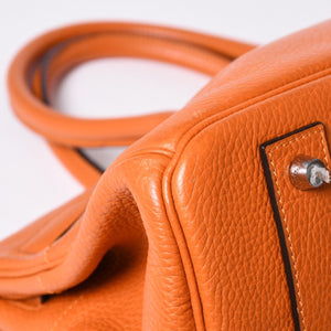 HERMES エルメス ショルダーバーキン トリヨンクレマンス ◻︎K刻 ゴルチェ期 オレンジ シルバー金具 美品 中古 4a001331