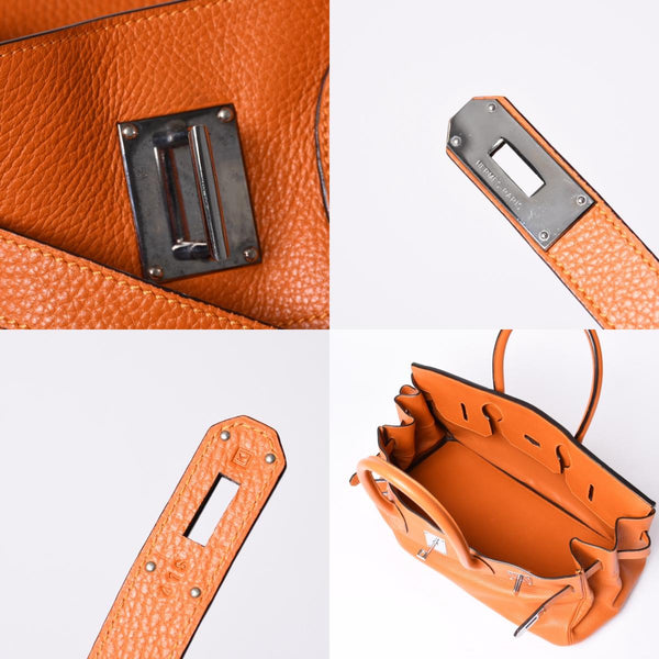 HERMES エルメス ショルダーバーキン トリヨンクレマンス ◻︎K刻 ゴルチェ期 オレンジ シルバー金具 美品 中古 4a001331