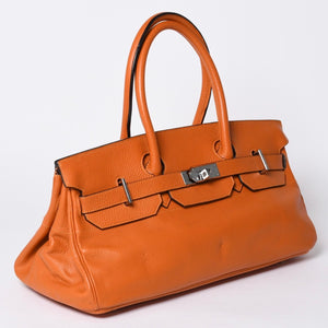 HERMES エルメス ショルダーバーキン トリヨンクレマンス ◻︎K刻 ゴルチェ期 オレンジ シルバー金具 美品 中古 4a001331