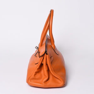 HERMES エルメス ショルダーバーキン トリヨンクレマンス ◻︎K刻 ゴルチェ期 オレンジ シルバー金具 美品 中古 4a001331