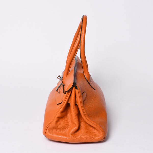 HERMES エルメス ショルダーバーキン トリヨンクレマンス ◻︎K刻 ゴルチェ期 オレンジ シルバー金具 美品 中古 4a001331