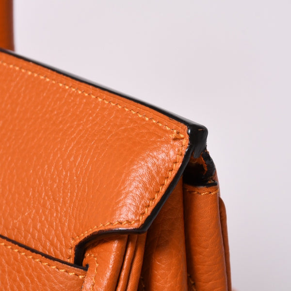 HERMES エルメス ショルダーバーキン トリヨンクレマンス ◻︎K刻 ゴルチェ期 オレンジ シルバー金具 美品 中古 4a001331
