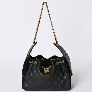 Like new CHANEL Chanel 25 Small Handbag AS5293 Random Number Coco Mark Caviar Skin Black Used 4a001335