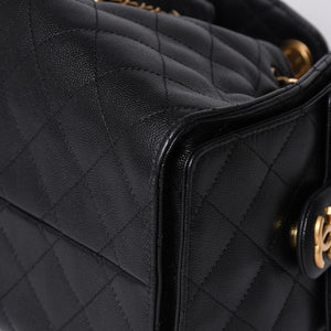 Like new CHANEL Chanel 25 Small Handbag AS5293 Random Number Coco Mark Caviar Skin Black Used 4a001335
