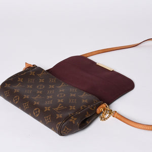 Very Good Condition LOUIS VUITTON Monogram Favorite MM Shoulder Bag M40718 Brown Gold Hardware Used 4a001281