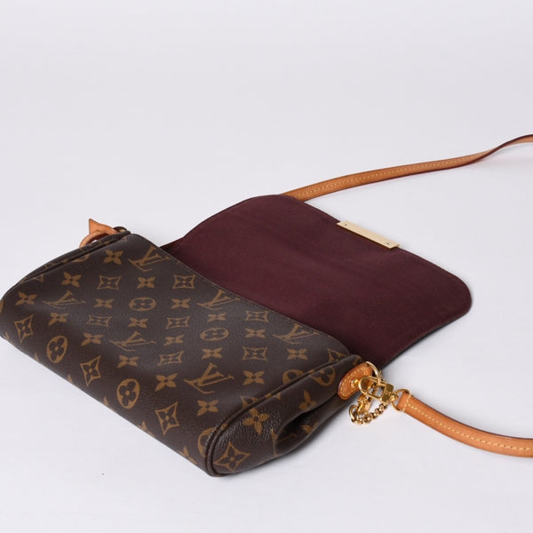 Very Good Condition LOUIS VUITTON Monogram Favorite MM Shoulder Bag M40718 Brown Gold Hardware Used 4a001281