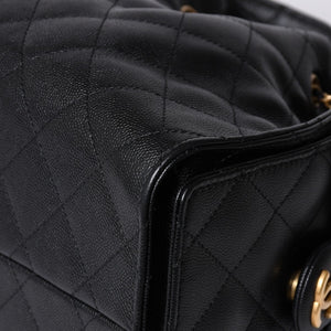 Like new CHANEL Chanel 25 Small Handbag AS5293 Random Number Coco Mark Caviar Skin Black Used 4a001335