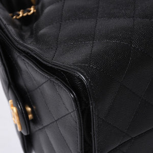 Like new CHANEL Chanel 25 Small Handbag AS5293 Random Number Coco Mark Caviar Skin Black Used 4a001335