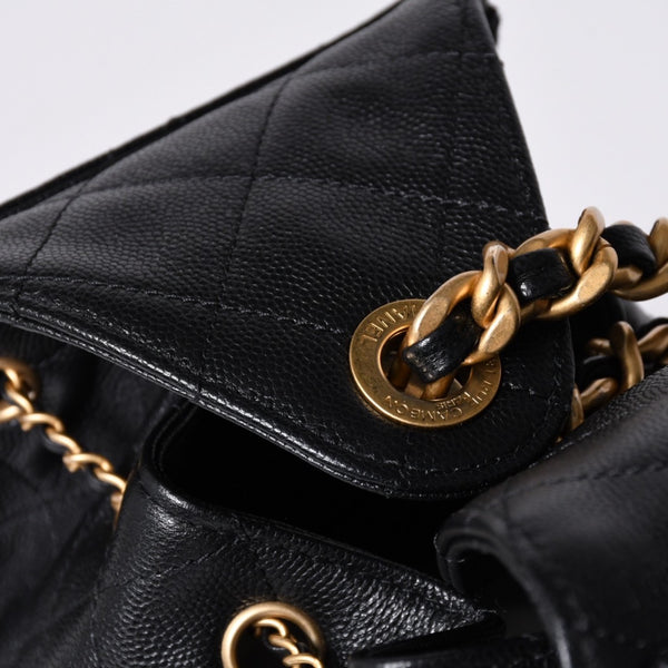 Like new CHANEL Chanel 25 Small Handbag AS5293 Random Number Coco Mark Caviar Skin Black Used 4a001335