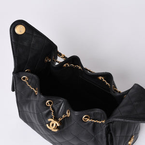 Like new CHANEL Chanel 25 Small Handbag AS5293 Random Number Coco Mark Caviar Skin Black Used 4a001335