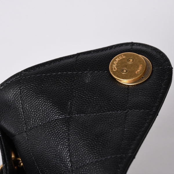 Like new CHANEL Chanel 25 Small Handbag AS5293 Random Number Coco Mark Caviar Skin Black Used 4a001335