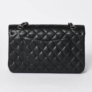極美品 CHANEL シャネル マトラッセ25 Wフラップ Wチェーンショルダーバッグ 14番台 キャビアスキン シルバー金具 中古 4a001340