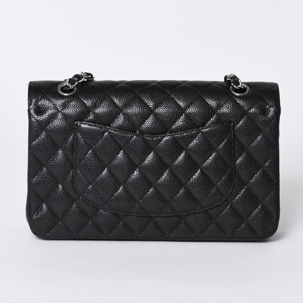 極美品 CHANEL シャネル マトラッセ25 Wフラップ Wチェーンショルダーバッグ 14番台 キャビアスキン シルバー金具 中古 4a001340