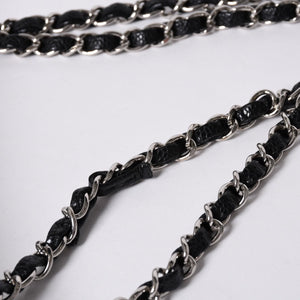 極美品 CHANEL シャネル マトラッセ25 Wフラップ Wチェーンショルダーバッグ 14番台 キャビアスキン シルバー金具 中古 4a001340