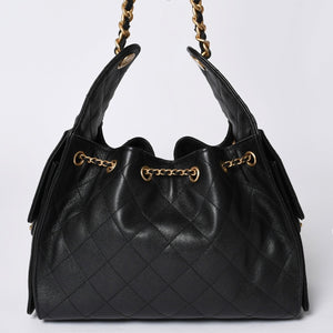 Like new CHANEL Chanel 25 Small Handbag AS5293 Random Number Coco Mark Caviar Skin Black Used 4a001335
