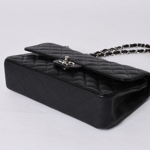極美品 CHANEL シャネル マトラッセ25 Wフラップ Wチェーンショルダーバッグ 14番台 キャビアスキン シルバー金具 中古 4a001340