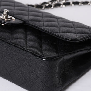極美品 CHANEL シャネル マトラッセ25 Wフラップ Wチェーンショルダーバッグ 14番台 キャビアスキン シルバー金具 中古 4a001340
