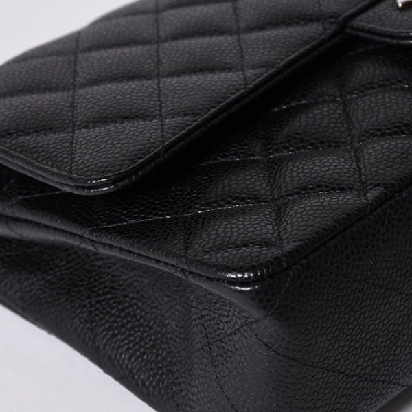 極美品 CHANEL シャネル マトラッセ25 Wフラップ Wチェーンショルダーバッグ 14番台 キャビアスキン シルバー金具 中古 4a001340