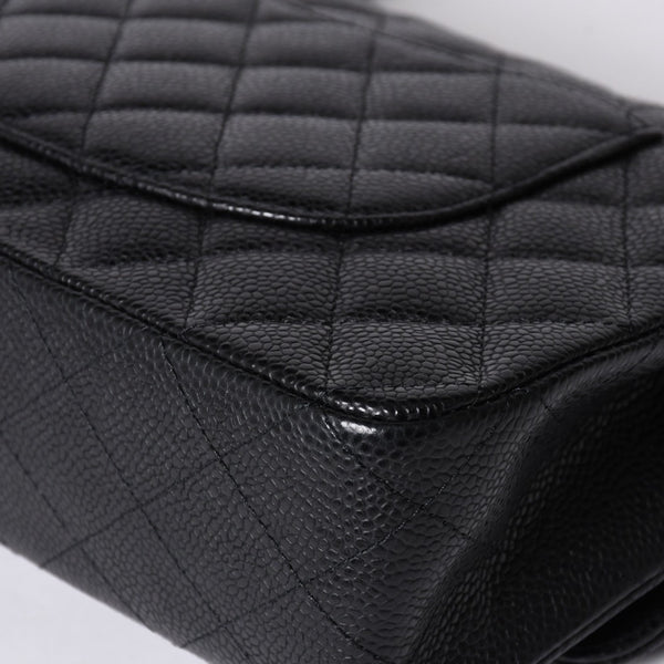 極美品 CHANEL シャネル マトラッセ25 Wフラップ Wチェーンショルダーバッグ 14番台 キャビアスキン シルバー金具 中古 4a001340
