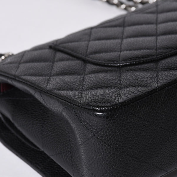 極美品 CHANEL シャネル マトラッセ25 Wフラップ Wチェーンショルダーバッグ 14番台 キャビアスキン シルバー金具 中古 4a001340