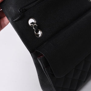 極美品 CHANEL シャネル マトラッセ25 Wフラップ Wチェーンショルダーバッグ 14番台 キャビアスキン シルバー金具 中古 4a001340