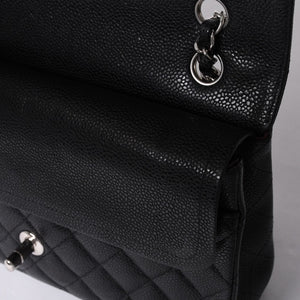 極美品 CHANEL シャネル マトラッセ25 Wフラップ Wチェーンショルダーバッグ 14番台 キャビアスキン シルバー金具 中古 4a001340