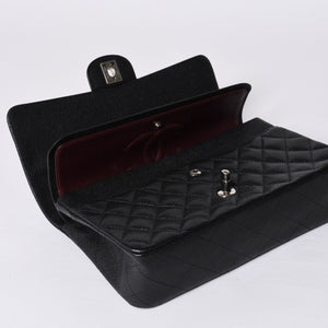 極美品 CHANEL シャネル マトラッセ25 Wフラップ Wチェーンショルダーバッグ 14番台 キャビアスキン シルバー金具 中古 4a001340