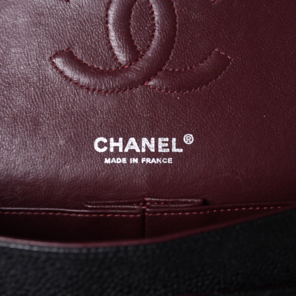 極美品 CHANEL シャネル マトラッセ25 Wフラップ Wチェーンショルダーバッグ 14番台 キャビアスキン シルバー金具 中古 4a001340
