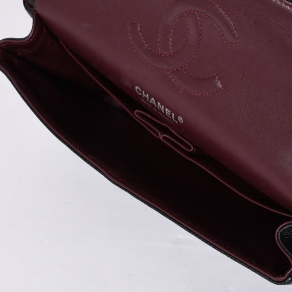 極美品 CHANEL シャネル マトラッセ25 Wフラップ Wチェーンショルダーバッグ 14番台 キャビアスキン シルバー金具 中古 4a001340