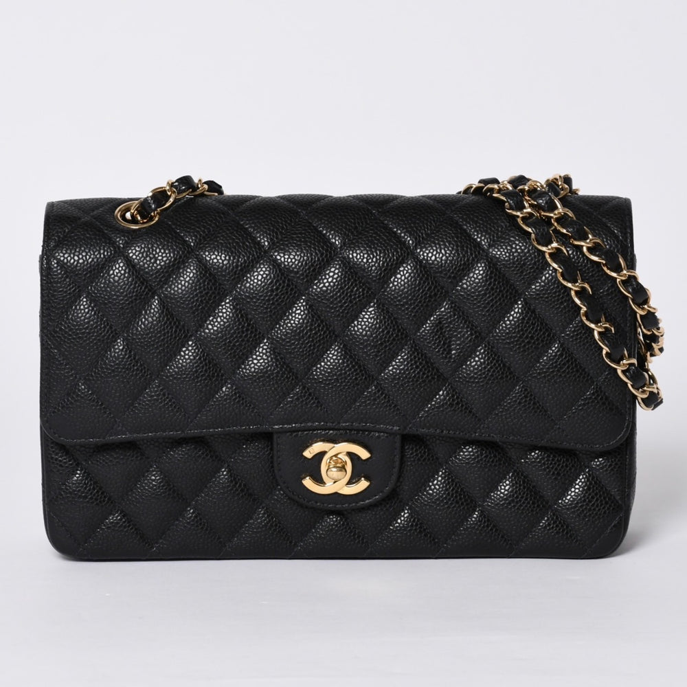 極美品 CHANEL シャネル マトラッセ25 Wフラップ Wチェーンショルダーバッグ 10番台 キャビアスキン ゴールド金具 中古 4a001339