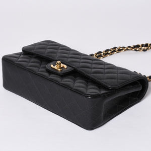 Very Good Condition CHANEL Matelasse 25 W Flap W Chain Shoulder Bag No. 10 Caviar Skin Gold Hardware Used 4a001339