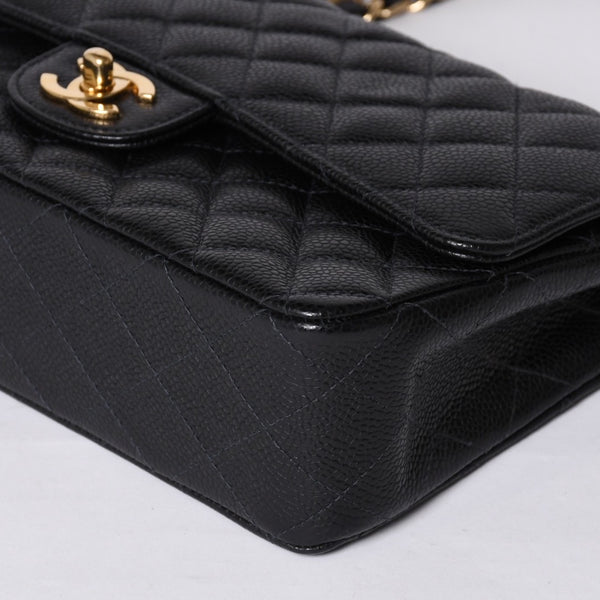 Very Good Condition CHANEL Matelasse 25 W Flap W Chain Shoulder Bag No. 10 Caviar Skin Gold Hardware Used 4a001339