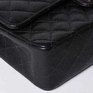 Very Good Condition CHANEL Matelasse 25 W Flap W Chain Shoulder Bag No. 10 Caviar Skin Gold Hardware Used 4a001339