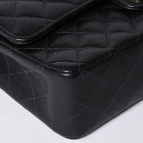 Very Good Condition CHANEL Matelasse 25 W Flap W Chain Shoulder Bag No. 10 Caviar Skin Gold Hardware Used 4a001339