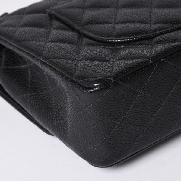 Very Good Condition CHANEL Matelasse 25 W Flap W Chain Shoulder Bag No. 10 Caviar Skin Gold Hardware Used 4a001339