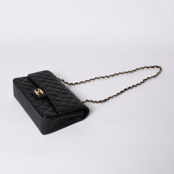 Very Good Condition CHANEL Matelasse 25 W Flap W Chain Shoulder Bag No. 10 Caviar Skin Gold Hardware Used 4a001339