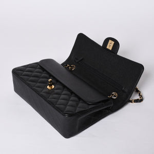Very Good Condition CHANEL Matelasse 25 W Flap W Chain Shoulder Bag No. 10 Caviar Skin Gold Hardware Used 4a001339